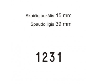 Numeratorius 15154, 15 mm, 4 skaičių