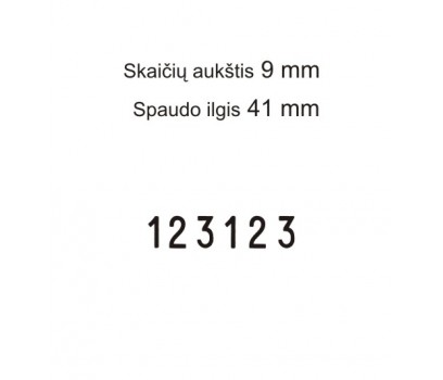Numeratorius 1596, 9 mm, 6 skaičių