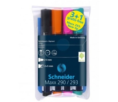 Žymeklių baltai magnetinei lentai rinkinys Schneider MAXX 293 4spalvos
