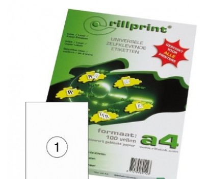 Lipnios etiketės Rillprint A4  210 x 297 mm 1 lipd/lap.